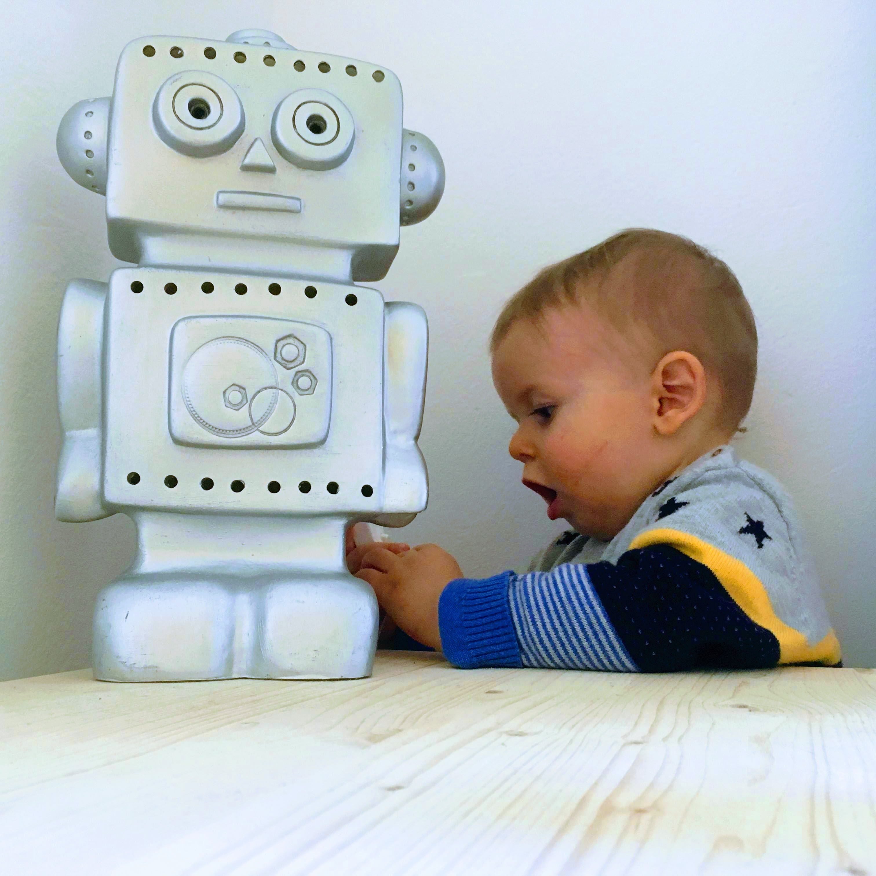 A robot and a boy.